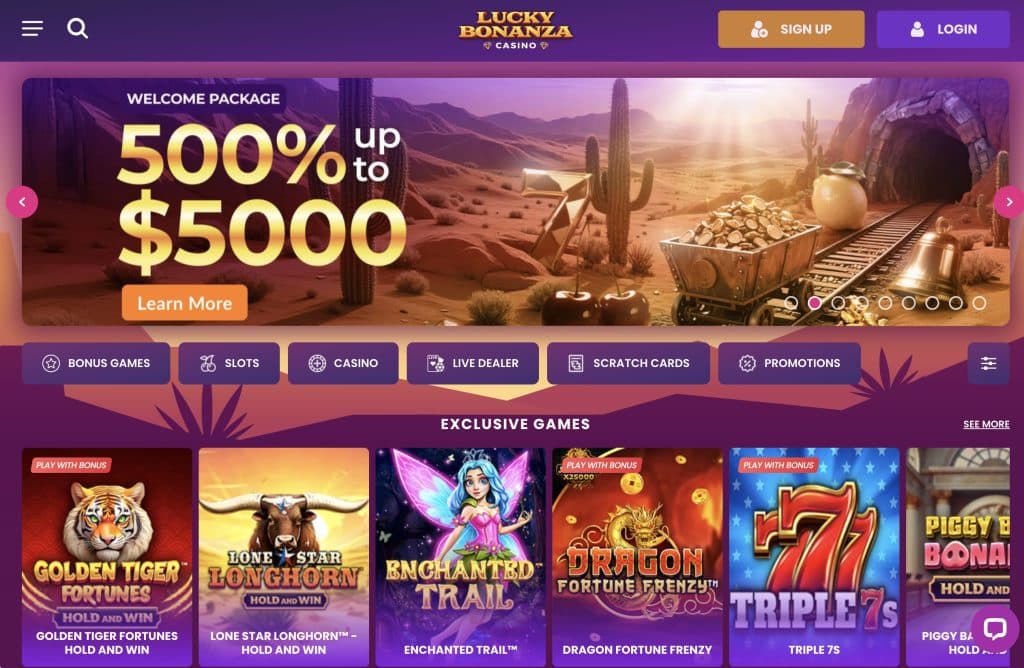 Lucky Bonanza 500 Percent Online Casino Welcome Bonus